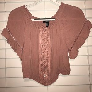 Pink off the shoulder crop top